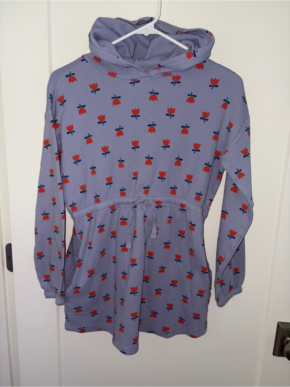 Hanna Andersson thermal hoodie dress girl's 12 150 cm EUC LN